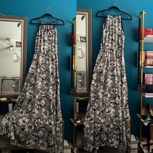 Victoria's Secret Black and White Halter Maxi Gown